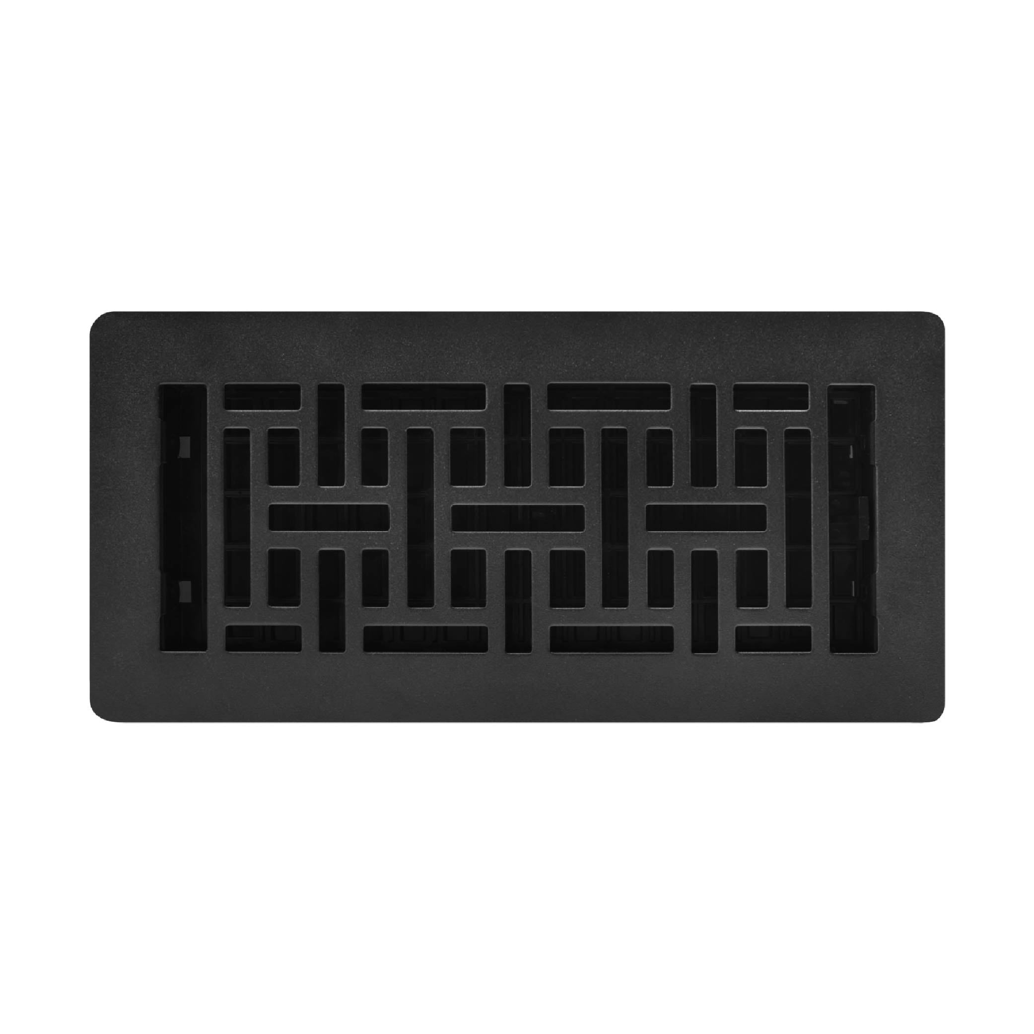 Decor Grates (4-Pack) 4x10 Oriental Low Profile Floor Register Vent Cover, Adjustable Airflow Control, Textured Black (LAJH410-BLK)
