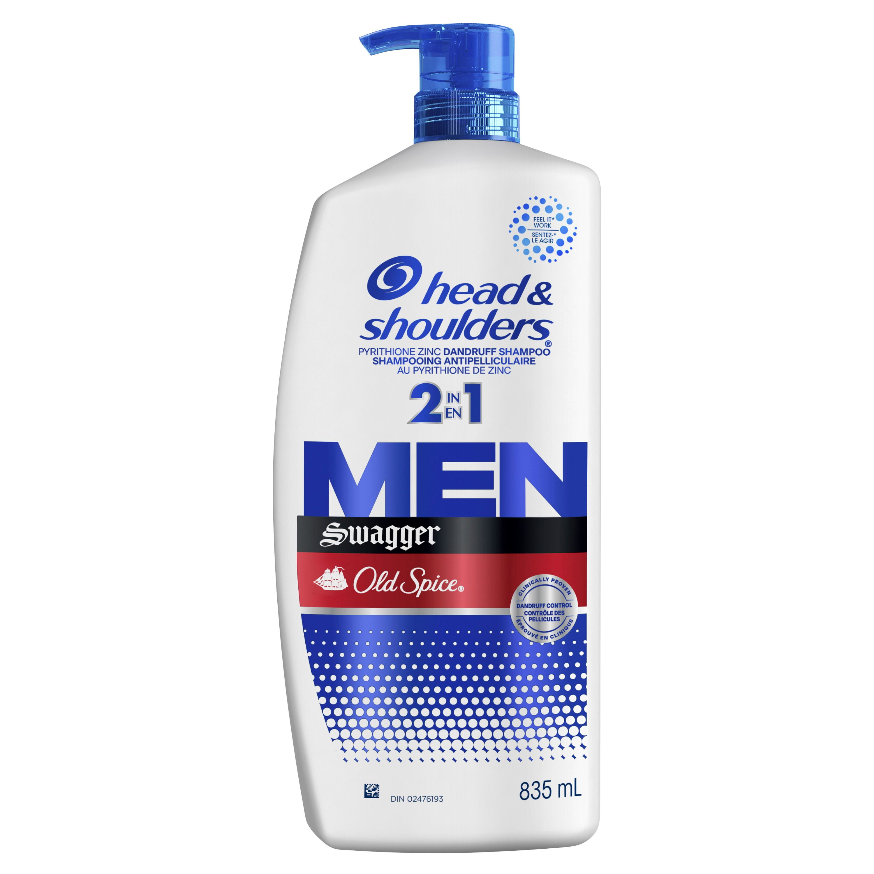Shampooing et revitalisant antipelliculaire 2 en 1 Head and Shoulders pour hommes, traitement antipelliculaire, Old Spice Swagger pour un usage quotidien, sans parabènes