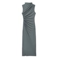 thumbnail image 2 of Women Elegant Sleeveless High Collar Long Dress Fashion Sexy Split Pleated Bodycon Dress Summer Sleeveless Going Out Clothes, 2 of 7