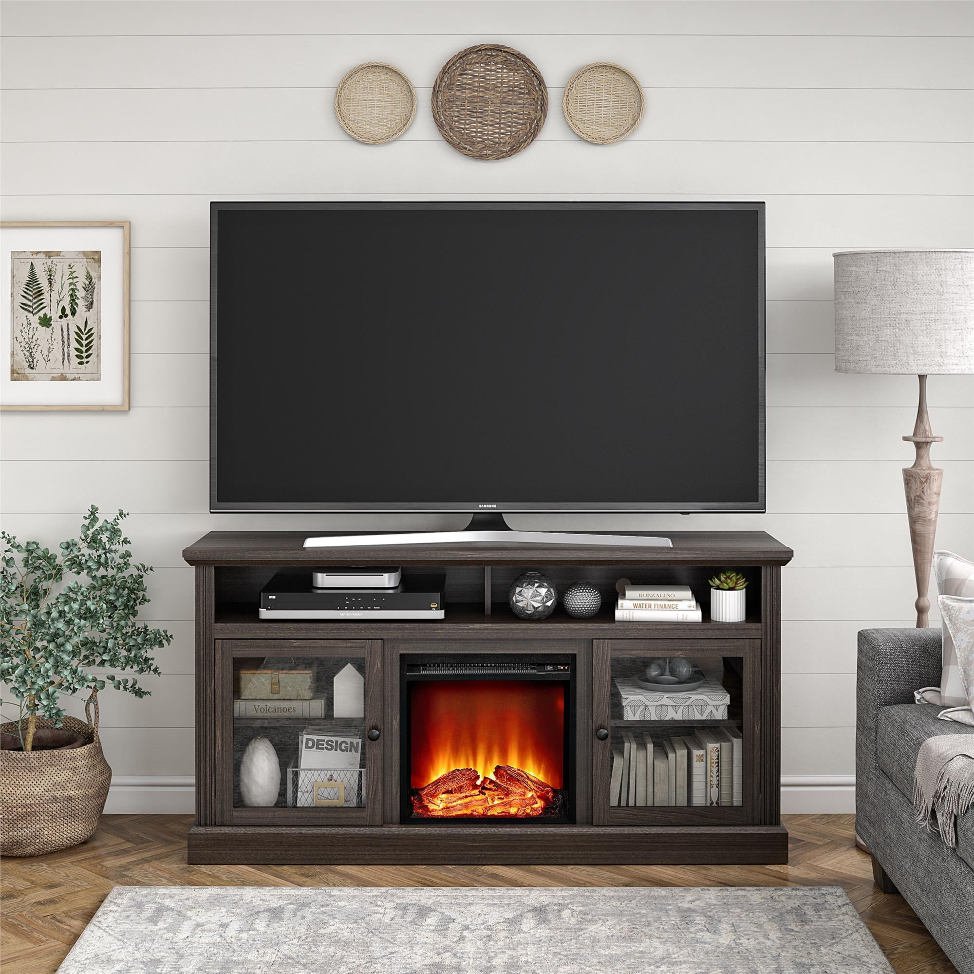 Ameriwood Home Leesburg Fireplace TV Stand for TVs up to 65", Espresso
