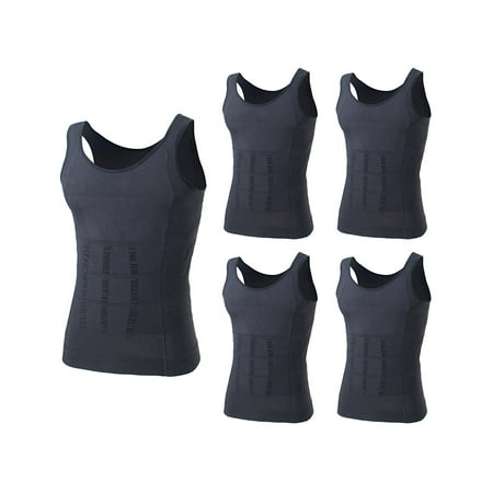 

Toptie 5 Pack Slimming Body Shaper Compression Shirt Men s Sculpting Vest Muscle Tank-Gray-L