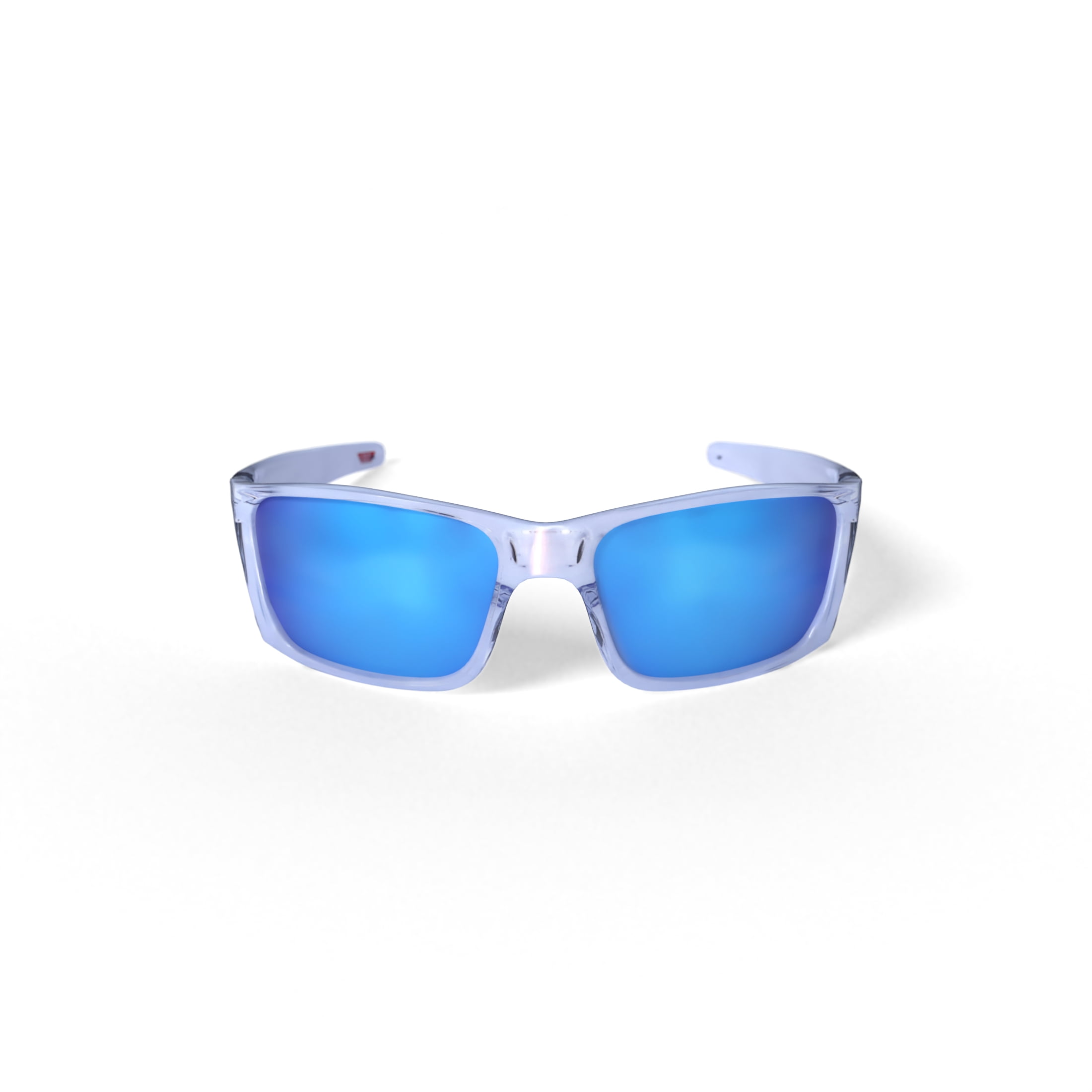 Oakley Heliostat Sunglasses, Wrap Polarized Eyeglasses with Prizm Lenses, Size 61, Clear/Prizm Sapphire Polarized
