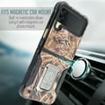 thumbnail image 3 of Value Pack + For Samsung Galaxy Z Flip 3 5G with Screen Protector Hybrid Phone Case Magnet Mount Ready Grip Grids Kickstand Slim Shock Bumper Cover, 3 of 4
