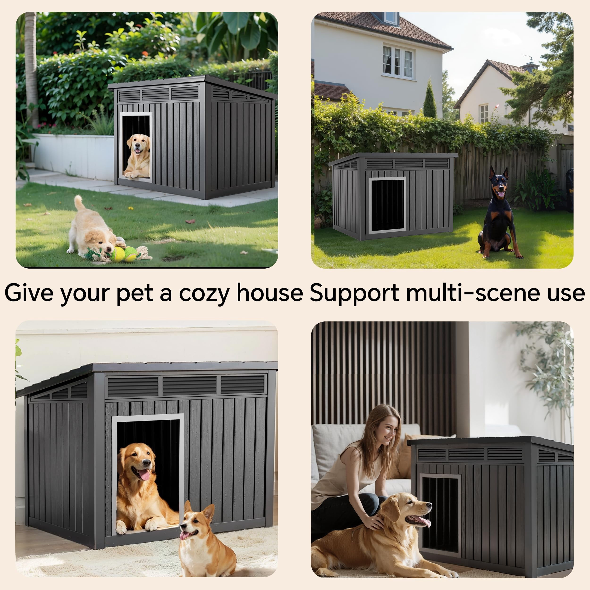 Outdoor Waterproof Insulated Cat House, PP Material Feral Cat Shelter with Vents, All-Season, Easy to Assemble for Cats & Small Dogs (Blue, 23.43×22.64×22.8 Inches)