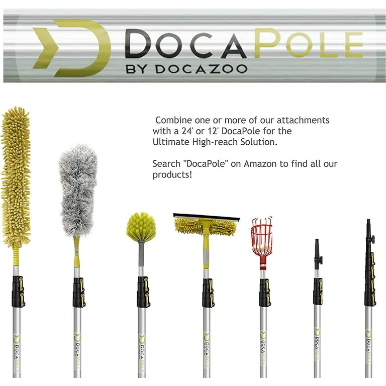  DOCAZOO DocaPole 30 ft Reach Cleaning Kit with 6-24 Foot  Telescoping Extension Pole, 3 Dusting Attachments 1 Window Squeegee &  Washer, Cobweb Duster, Microfiber Feather Duster : Health & Household