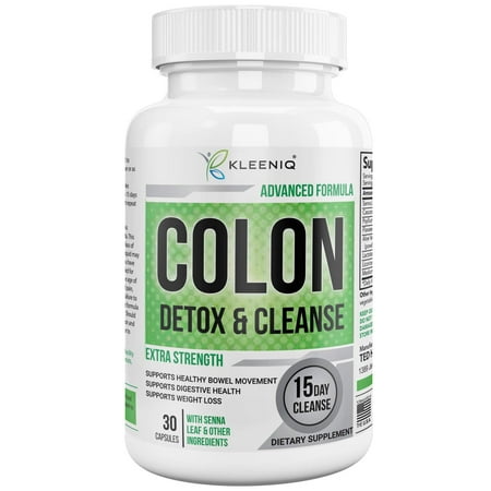 Colon Cleanse Detox - KLEENIQÂ® 15-Day All-Natural Colon Cleanse Supplement for Weight Loss, Flush Toxins, Constipation Relief, Boost Energy & Metabolism, 30 Veggie Capsules for Men &