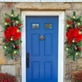 thumbnail image 5 of Christmas Stair Swag Wreath Cedar Pine Garland Real Touch Christmas Wreath with Red Bow Berry Front Door Wall Window Stairs Holiday Christmas Decoration 20 inch, 5 of 8