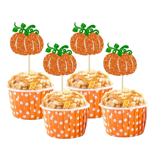 Ephlyn 24 toppers brillantes de calabaza para cupcakes