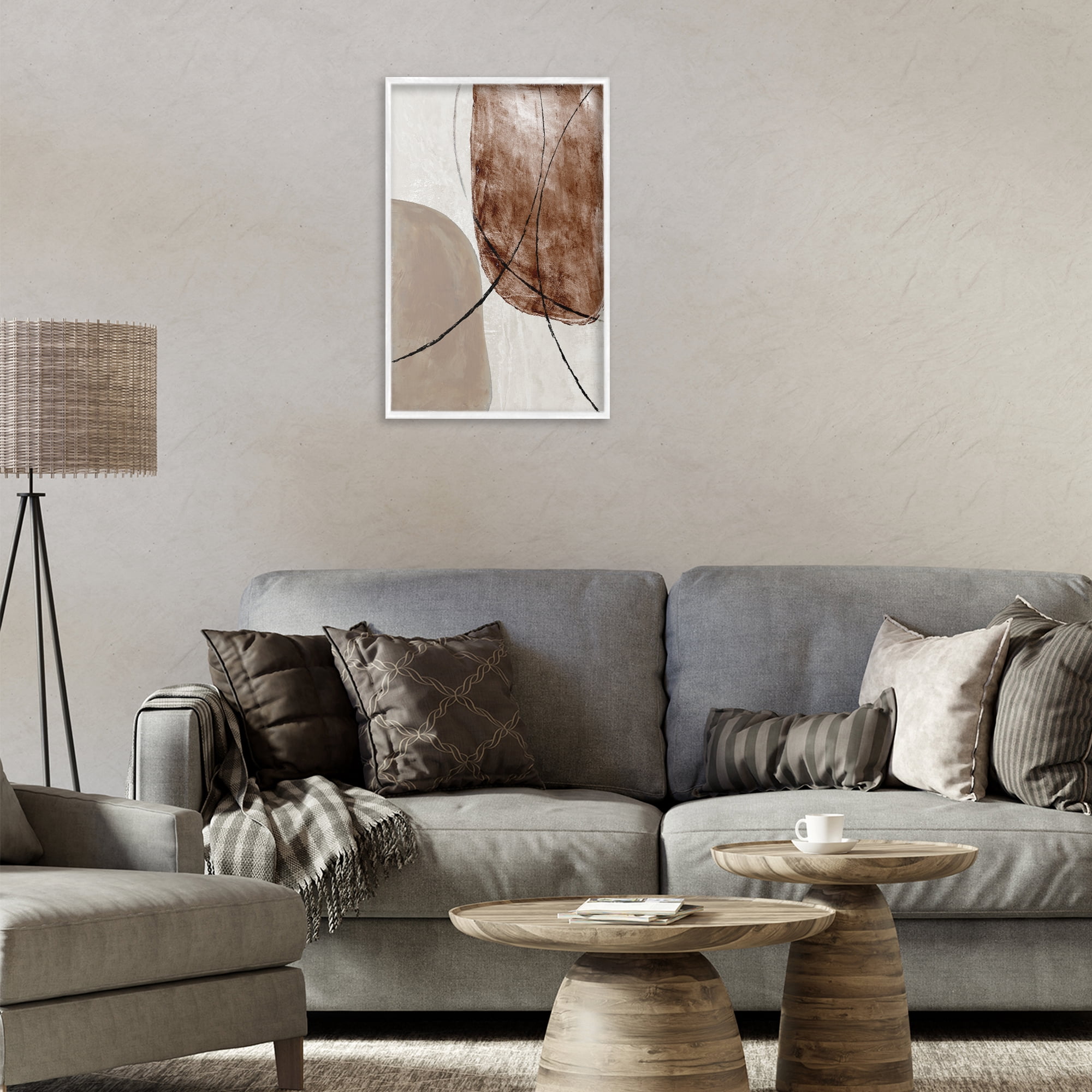 Stupell Industries Taupe & Brown Abstract White Framed Giclee Art, design by Merri Pattinian
