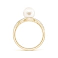 thumbnail image 2 of Angara Freshwater Cultured Pearl Criss Cross Shank Engagement Ring in 14K Yellow Gold for Women | June Birthstone Jewelry for Her, 2 of 8