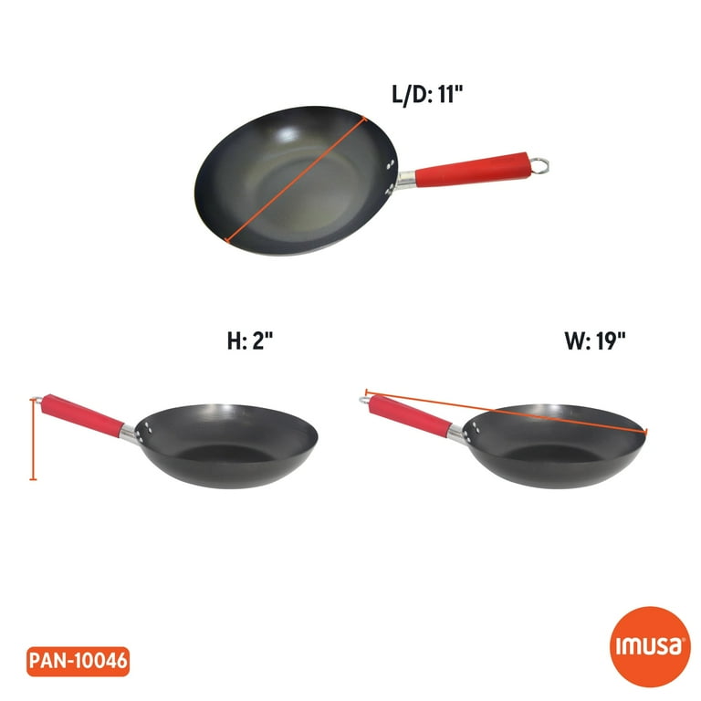 IMUSA 12-Inch Carbon Steel Nonstick Wok with Red Handle photo 8