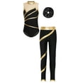 thumbnail image 2 of YUUMIN Kids Girls Gymnastics Dance Leotard Outfits Metallic Striped Bodysuit Tank Top with Pants Hair Gold&Black 12, 2 of 7