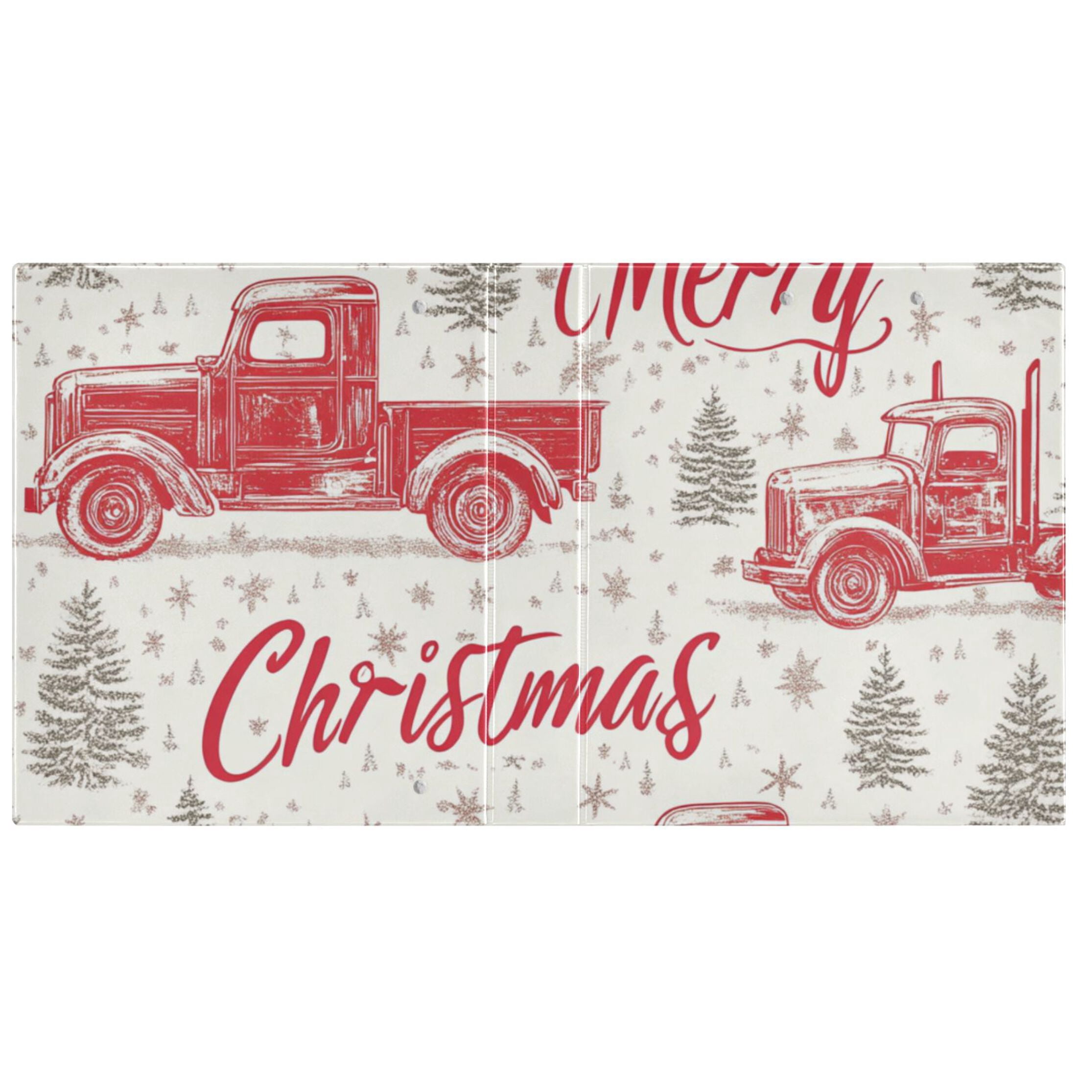 Merry Christmas Trucks 3 Ring Binders 1.5 inch Hardcover File Folders with Interior Pockets A4 Size Organizer for School Office Hospital