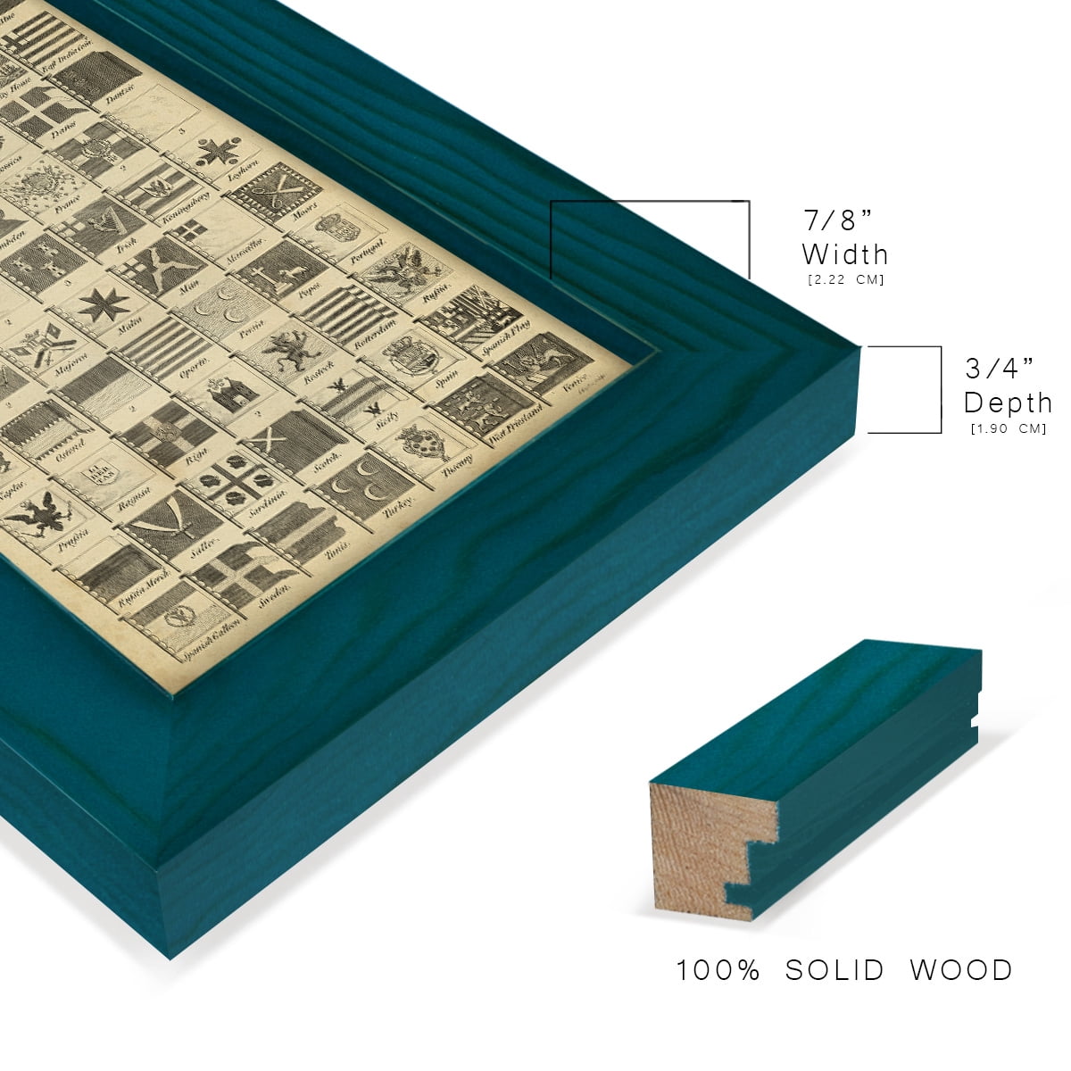 Encyclopediae VII -Framed Print w/glass-Ocean Blue
