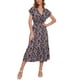 thumbnail image 1 of SAYOO - Vestido de gasa de manga corta para mujer, informal, con flores, cuello en V, cintura alta, línea A, de longitud media SAYOO Moda, 1 of 9