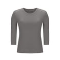 thumbnail image 6 of Yourumao 3/4 Sleeve Tops for Women Built in Bra Crewneck Shirt Solid Slim Fit Tshirts Soft Comfy Casual Blouses for Going Out, 6 of 8