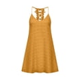 thumbnail image 7 of cocolona Womens Summer Halter Dress Sleeveless Ruffle Flowy Mini Dress Casual Solid Color Vacation Beach Sundress, 7 of 7