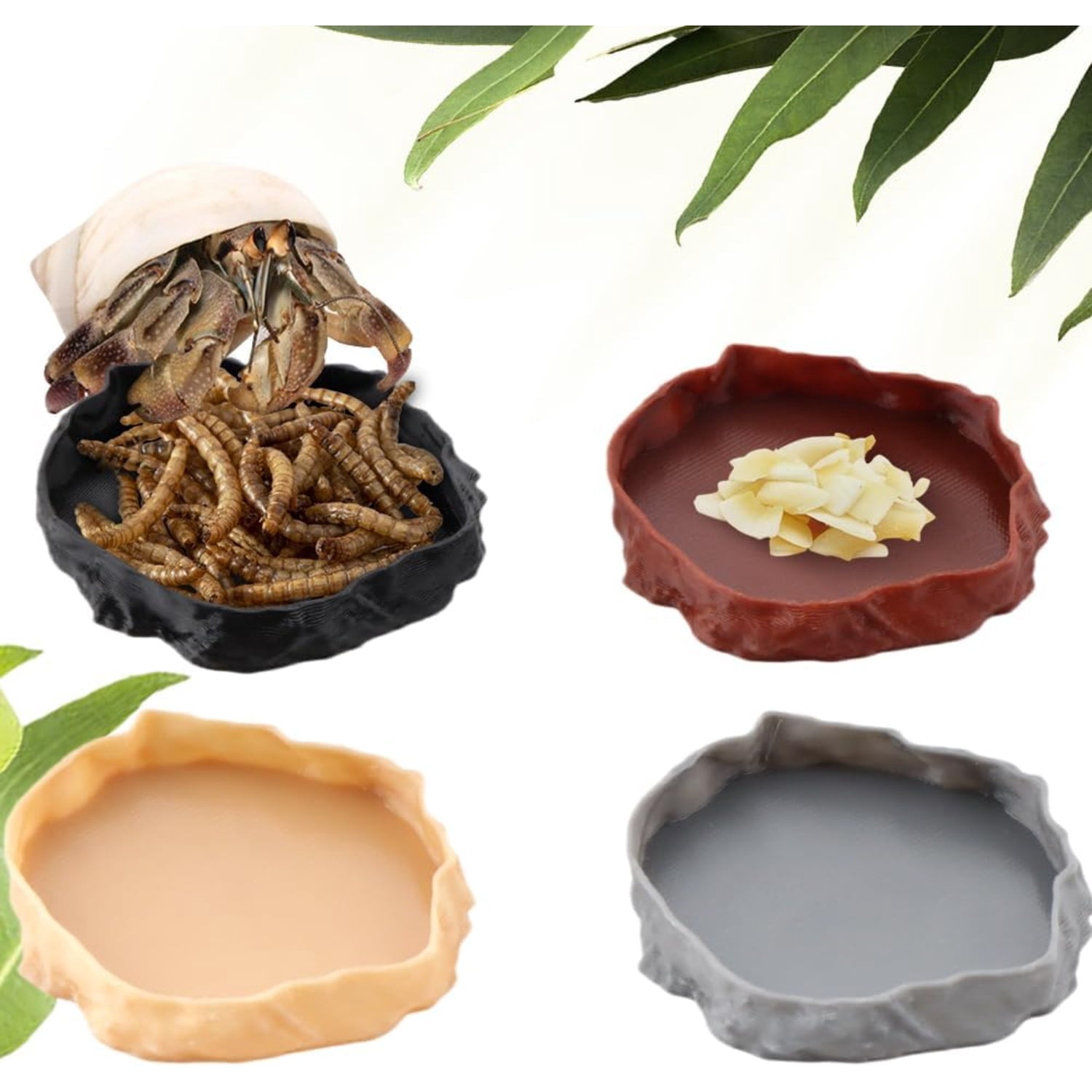 Hermit Crab Water Bowl 4 Pack Tarantula Feeding Dish for Gecko Small Reptiles