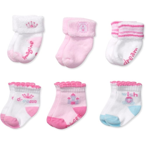Disney Newborn Girls' 6Pack Assorted Socks, 06 Months