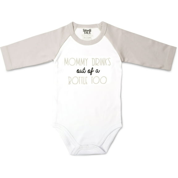 Pavilion Gift Company Baby Mommy Bottle-6-12 3/4 Length Gray Sleeve Onesie, Grey, 6-12 Months