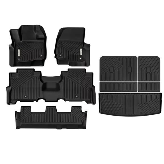 RVNI Floor Mats for 2018-2024 Ford Expedition/Expedition Max Bench 8-Seater TPE All Weather Trunk Mat with Backrest Anti-Slip