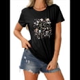thumbnail image 1 of Camiseta Floral Vintage para Mujer, Estilo Bohemio, con Estampado de Flores Silvestres, Holgada, de Corta, Informal. Negro XXL, 1 of 4