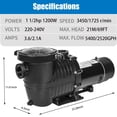thumbnail image 2 of iMeshbean 1.5HP 2 Speed Above/Inground Swimming Pool Pump Motor 90/42GPM 69FT Hmax 230V, 2 of 16
