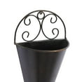 thumbnail image 4 of DecMode 18", 15"H Pyramid Black Metal Cone Scroll Wall Planter (2 Count), 4 of 9