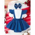 thumbnail image 3 of Bagilaanoe Newborn Holiday Outfits Baby Girl Rompers Dress Short Sleeve Bodysuits + Headband 3M 6M 12M 18M Infant Patchwork A-line Dresses, 3 of 9