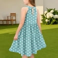 thumbnail image 4 of ZACPNCV Girls' Sleeveless Dress Summer Casual Sundress Skater Swing Twirly Halter Dress Blue 4-5 Years, 4 of 7