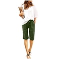 thumbnail image 7 of Juslio Womens Shorts Breathable Linen Fashion, Sporty Casual Drawstring with Pockets Army Green Shorts, 7 of 7