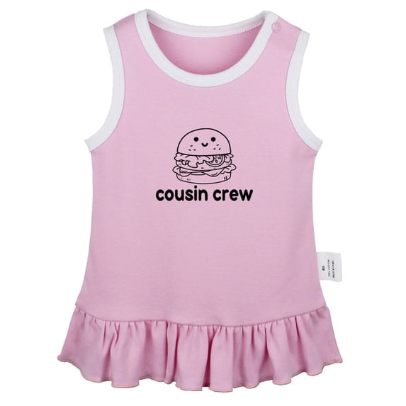 Hamburger Image & Cousin Crew Funny Dresses For Baby, Newborn Babies Skirts, Infant Princess Dress, 0-24M Kids Graphic Clothes (Pink Sleeveless Dresses, 12-18 Months)