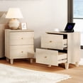 thumbnail image 6 of Modern End Tables Set of 2, Wooden Side Tables with 2 Storage Drawers and Charging Station, Small Nightstands for Living Room, Natural Oak, 6 of 9