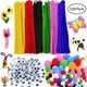 thumbnail image 1 of Kit de suministros de manualidades y artes DIY | Juego de 1000+ PCS | Limpiapipas Pompones Cuentas Plumas Palitos de helado Lentejuelas Botones Pegatinas Espuma de papel Flores | Estuche de, 1 of 4
