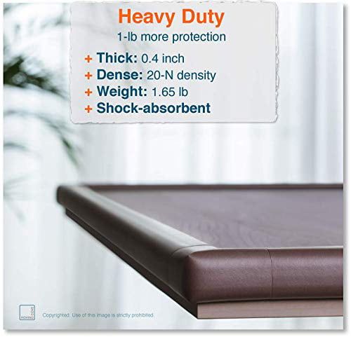 Coffee Brown Roving Cove Table Corner and Edge Protectors 15ft Edge + 4 Corners 3M Pre-Taped Corners Heavy-Duty Soft NBR Rubber Foam Baby Proofing Furniture and Fireplace 