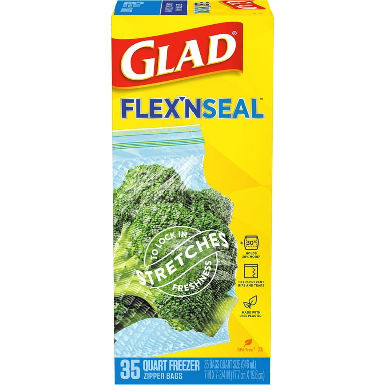 Glad FLEXN SEAL Gallon Freezer Zipper Bags 