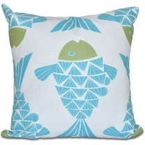 Simply Daisy 16" x 16" Big Fish Polyester Indoor/Outdoor Pillow, Turquoise (1 count)