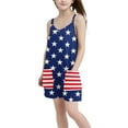 thumbnail image 5 of MKOSPLRT Patriotic Overalls for Girl 5-14Y Stars Striped American Flag Jumpsuits Shorts Lightweight Summer Spaghetti Strap Rompers with Pocket, 5 of 8