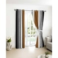 thumbnail image 4 of Fsddascl Modern Brown Black Blackout Curtains for Bedroom/Living Room, Thermal Insulated Kitchen Curtains, Boho Contemporary Geometric Striped Grommet Darkening Window Treatment Drapes 52"x54"x2, 4 of 8
