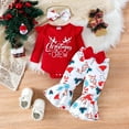 thumbnail image 2 of Ulitacool Outfits For Girls Baby 0-3 Months Long Sleeve Christmas Letter Romper Bodysuit Cartoon Prints Pants Outfits Lovely Clothes Set White, 2 of 6