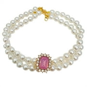 Adjustable Gemstone Collar for Cats/Dogs | Sparkling Pet Jewelry with Breakaway Clasp | Crystal Beaded Necklace for Puppy Fashion Show Accessories (Pearl & Rhinestone Mix)