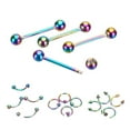 thumbnail image 2 of Jiaroswwei 9Pcs Mixed Style Lip Nipple Tongue Bar Barbell Ring Labret Body Piercing Jewelry, 2 of 8