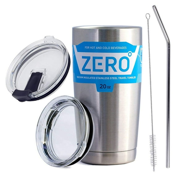 20 oz Stainless Steel Tumbler with Lid, Double Wall Vacuum Insulated Travel Mug for Hot and Cold Drink by Zero Degree (20oz Bundle)