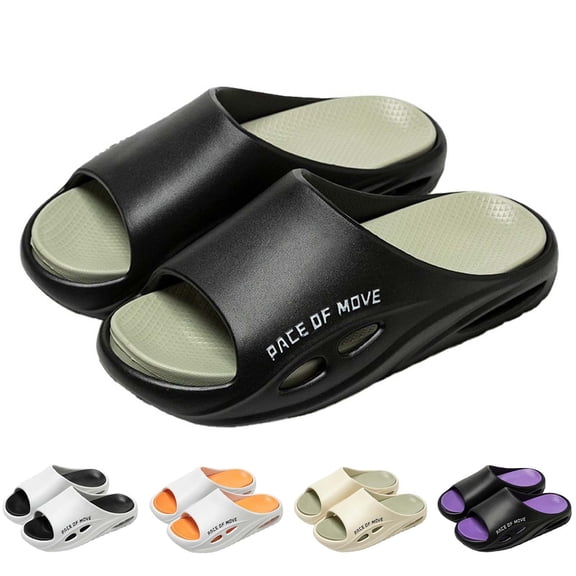 HNMKIU Slippers Men Outdoor Indoor Room Home Breathable Massage Soft Sole Quick Drying Elevated Thick Comfortable Flat Design Summer Sandals Black,7