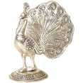 thumbnail image 2 of Handicrafts Peacock Metal Statue Silver Plated Showpiece Idol Gift for Home Decor, 2 of 2