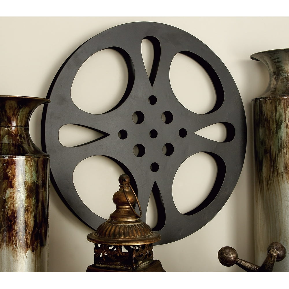 DecMode Film Reel Wall Sign, Movie Reel Wall Decor, Metal Wall Decor