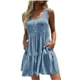 thumbnail image 1 of Birdeem Robe d'Été Sans Manches Décontractée à Col Halter pour Femmes, 1 of 3