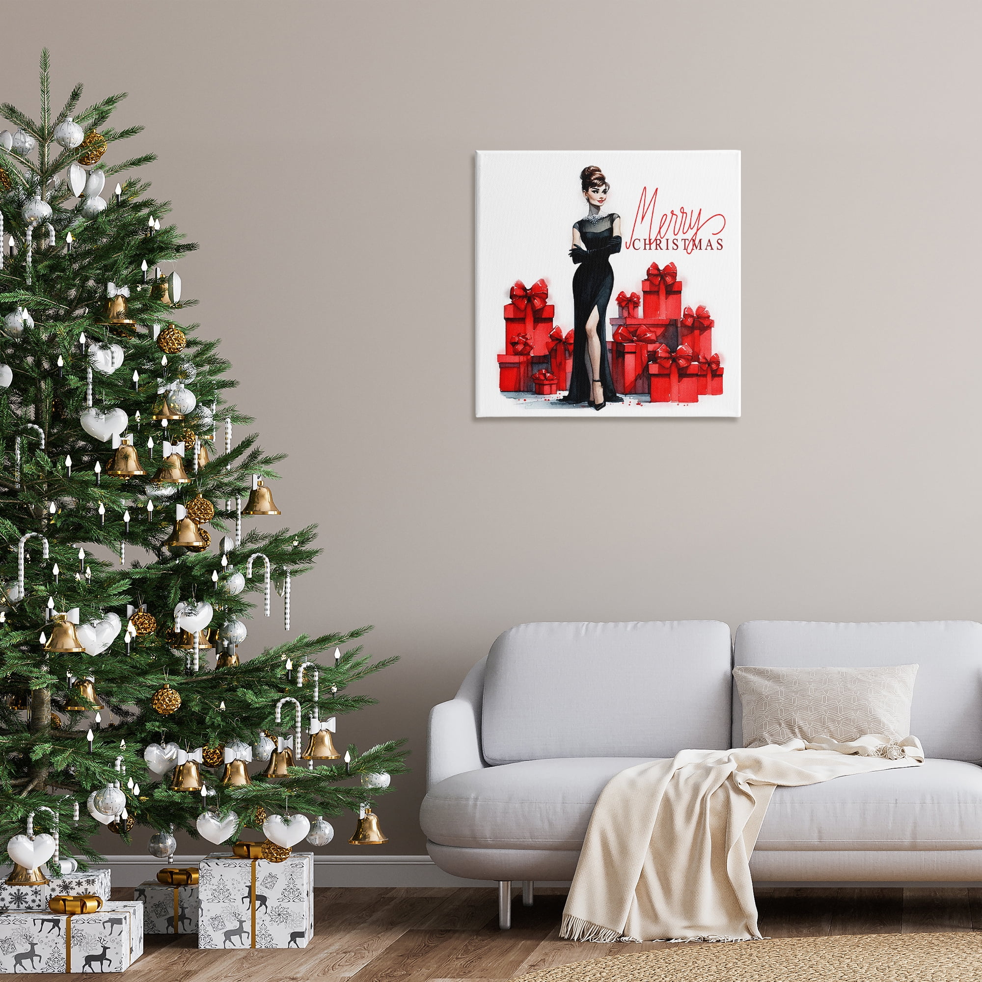 Stupell Industries Trendy Merry Christmas Holiday Painting Gallery Wrapped Canvas Art Prints Wall Art, 30 x 30