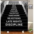 thumbnail image 6 of 4PCS/Set Inspirational Quotes Shower Curtain, Black and White Art Stairs Motivational Bathroom Decor for Men, Waterproof Fabric Shower Curtain, Non-slip Bath Rugs Toilet Mats, Steps to Success, 6 of 7