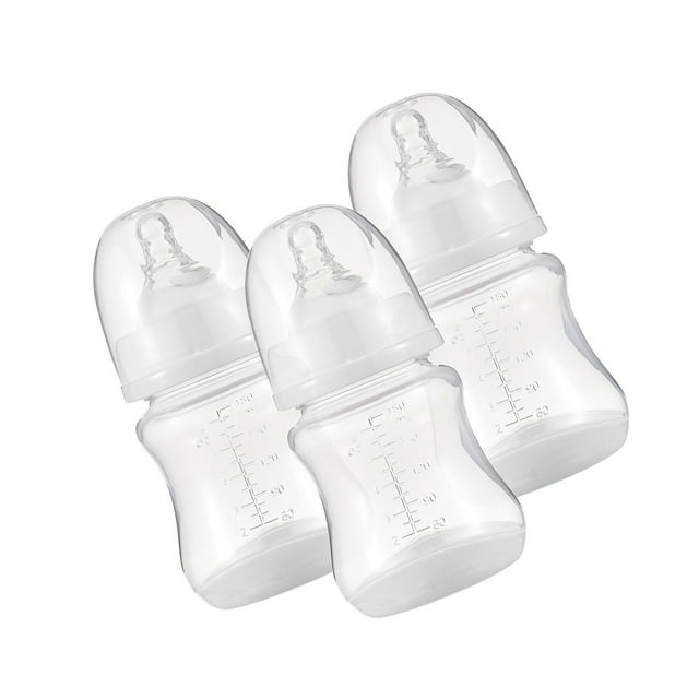 For Baby Bottles with Silicone & Storage Cover Breastfeeding Bottles for Baby PP Milk Storage Bottles 180ml Capacity Baby Feeding Bottles Baby Essentials, White